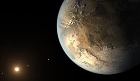 Artist's conception of Kepler-186f, the first validated Earth-size planet to orbit a distant star in the habitable zone.
